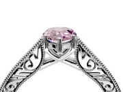 Solitaire Engagement Ring Setting for Fancy Pink Pear-Shaped Center with Engraved Pave Band and Prong Head in White Gold