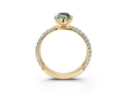 Solitaire Engagement Ring Setting for Fancy Green Marquise Center with Domed Multi-Row Pave Band and Prong Head in Yellow Gold