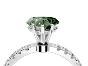 Open Basket Engagement Ring Setting for Fancy Green Heart-Shaped Center with Pave Band and Prong Head in Platinum