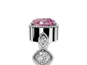 Vintage Station Engagement Ring Setting for Fancy Pink Cushion Cut Center with Accents and Prong Head in White Gold