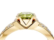 Bezel Engagement Ring Setting for Fancy Yellow Emerald Cut Center with Wide Channel-Set Band and Bezel Head in Yellow Gold