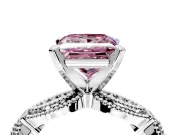 Solitaire Engagement Ring Setting for Fancy Pink Princess Cut Center with Marquise Panel Band and Prong Head in Sterling Silver