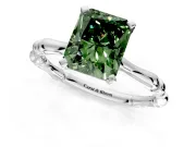 Solitaire Engagement Ring Setting for Fancy Green Radiant Cut Center with Bamboo Band and Prong Head in Platinum