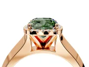 Halo Engagement Ring Setting for Fancy Green Cushion Cut Center with Knife Ridge Cathedral Band and Prong Head in Rose Gold