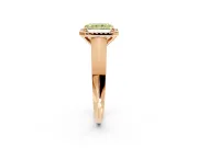 Halo Engagement Ring Setting for Fancy Yellow Radiant Cut Center with Knife Ridge Cathedral Band and Prong Head in Rose Gold