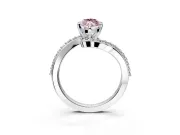 Solitaire Engagement Ring Setting for Fancy Pink Marquise Center with Pave Bypass Swirl Band and Prong Head in White Gold