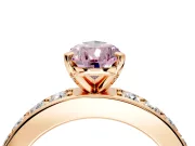 Solitaire Engagement Ring Setting for Fancy Pink Pear-Shaped Center with Channel-Set Accents and Prong Head in Rose Gold