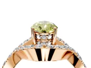 Halo Engagement Ring Setting for Fancy Yellow Pear-Shaped Center with Pave Infinity Twist Band and Prong Head in Rose Gold