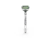 Solitaire Engagement Ring Setting for Fancy Green Asscher Cut Center with Pave Accents and Prong Head in Sterling Silver