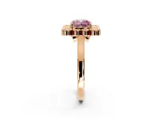 Cluster Halo Engagement Ring Setting for Fancy Pink Cushion Cut Center with Milgrain Bezel Accents and Prong Head in Rose Gold