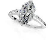 Solitaire Engagement Ring Setting for Marquise Center with Channel Accents and Prong Head in Platinum