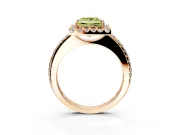 Pave Halo Engagement Ring Setting for Fancy Yellow Princess Cut Center with Single Row Pave Band and Prong Head in Rose Gold
