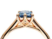 Solitaire Engagement Ring Setting for Fancy Blue Emerald Cut Center with Cathedral Band and Prong Head in Rose Gold
