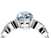 Leaf Engagement Ring Setting for Fancy Blue Marquise Center with Milgrain Accent Band and Prong Head in Sterling Silver
