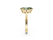 3 Stone Engagement Ring Setting for Fancy Green Marquise Center with Low-Set Round Cut Accents and Prong Head in Yellow Gold