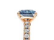 Solitaire Engagement Ring Setting for Fancy Blue Radiant Cut Center with Single Row Accent Band and Prong Head in Rose Gold