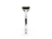 Solitaire Engagement Ring Setting for Fancy Green Emerald Cut Center with Flat-Sided Plain Band and Prong Head in White Gold