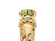 Solitaire Engagement Ring Setting for Fancy Yellow Round Cut Center with Filigree Accent Basket and Prong Head in Yellow Gold