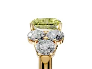 Cluster Engagement Ring Setting for Fancy Yellow Radiant Cut Center with Round Cut Accent Frame and Prong Head in Yellow Gold