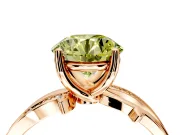 Solitaire Engagement Ring Setting for Fancy Yellow Round Cut Center with Pave and Plain Crossover Band and Prong Head in Rose Gold