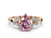 Solitaire Engagement Ring Setting for Fancy Pink Pear-Shaped Center with Marquise Flower Shoulders and Prong Head in Rose Gold