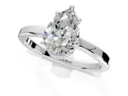 Hidden Halo Engagement Ring Setting for Pear-Shaped Center with Wide Flat Plain Band and Prong Head in Platinum