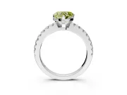 Solitaire Engagement Ring Setting for Fancy Yellow Heart-Shaped Center with Single Row Accent Band and Prong Head in Platinum