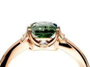 Floral Frame Engagement Ring Setting for Fancy Green Radiant Cut Center with Accent Clusters and Prong Head in Rose Gold