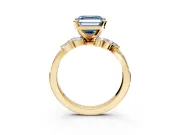 Solitaire Engagement Ring Setting for Fancy Blue Asscher Cut Center with Marquise Accent Twist Band and Prong Head in Yellow Gold