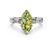 Solitaire Engagement Ring Setting for Fancy Yellow Marquise Center with Channel Baguette Band and Prong Head in Platinum
