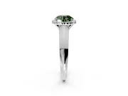 Halo Engagement Ring Setting for Fancy Green Round Cut Center with Knife Ridge Cathedral Band and Prong Head in Sterling Silver