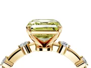 Solitaire Engagement Ring Setting for Fancy Yellow Asscher Cut Center with Bezel Station Band and Prong Head in Yellow Gold