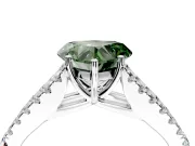 Solitaire Engagement Ring Setting for Fancy Green Heart-Shaped Center with Pave Split Shank and Prong Head in Sterling Silver