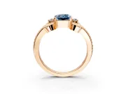 Solitaire Engagement Ring Setting for Fancy Blue Radiant Cut Center with Twisted Band and Scroll Prong Head in Rose Gold