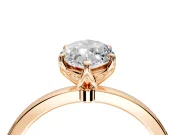 Solitaire Engagement Ring Setting for Marquise Center with Thin Rounded Plain Band and Prong Head in Rose Gold