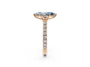 Solitaire Engagement Ring Setting for Fancy Blue Marquise Center with Large Accent Band and Prong Head in Rose Gold
