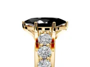 Solitaire Engagement Ring Setting for Fancy Black Marquise Center with Graduated Shared Prongs and Prong Head in Yellow Gold