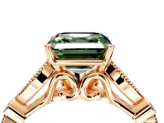 Solitaire Engagement Ring Setting for Fancy Green Asscher Cut Center with Marquise and Bezel Accents and Prong Head in Rose Gold