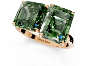 Fancy Green Asscher Cut and Emerald Cut Lab-Grown Diamond Toi et Moi Engagement Ring with Prong-Set Stones in Rose Gold
