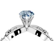 Solitaire Engagement Ring Setting for Fancy Blue Pear-Shaped Center with Criss-Cross Accent Band and Prong Head in Platinum