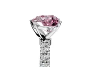 Open Basket Engagement Ring Setting for Fancy Pink Heart-Shaped Center with Pave Band and Prong Head in Sterling Silver