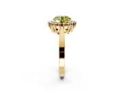 Starburst Halo Engagement Ring Setting for Fancy Yellow Round Cut Center with Flat Cathedral Band and Prong Head in Yellow Gold