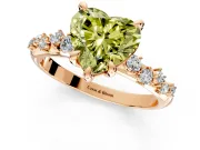Solitaire Engagement Ring Setting for Fancy Yellow Heart-Shaped Center with Trailing Leaf Accent Band and Prong Head in Rose Gold