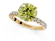 Open Basket Engagement Ring Setting for Fancy Yellow Round Cut Center with Pave Band and Prong Head in Yellow Gold