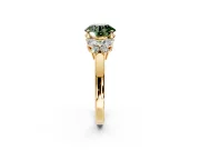 Solitaire Engagement Ring Setting for Fancy Green Round Cut Center with Marquise Flower Shoulders and Prong Head in Yellow Gold