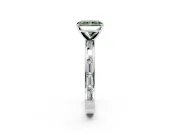 Solitaire Engagement Ring Setting for Fancy Green Radiant Cut Center with Channel Baguette Band and Prong Head in Sterling Silver