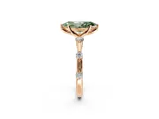 Solitaire Engagement Ring Setting for Fancy Green Marquise Center with Bezel Station Band and Prong Head in Rose Gold