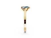 Solitaire Engagement Ring Setting for Fancy Blue Pear-Shaped Center with Tapered Shoulders and Prong Head in Yellow Gold