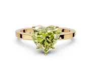 Hidden Halo Engagement Ring Setting for Fancy Yellow Heart-Shaped Center with Wide Flat Plain Band and Prong Head in Yellow Gold