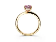 Solitaire Engagement Ring Setting for Fancy Pink Radiant Cut Center with Fine Pave Band and Prong Head in Yellow Gold